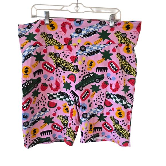 NOOWORKS Womens Bike Shorts in Roll Out Plus Size 4X Pink Whimsical Fun - Picture 1 of 3